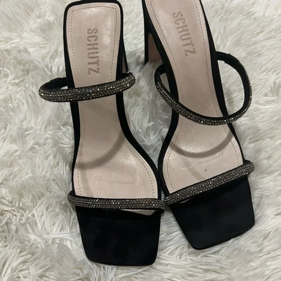SCHUTZ Black Sandals with Silver Accents - Picture 3 of 9